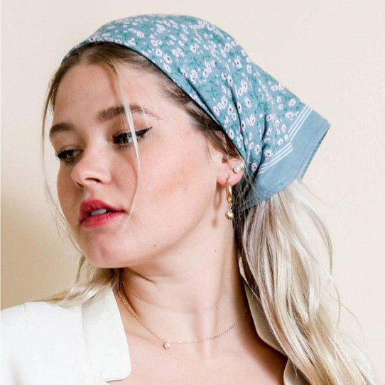 Flower Field Bandana in Teal