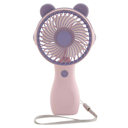Bunny Ears Shape Handheld Desktop Mini Fan Blue/Pink front view