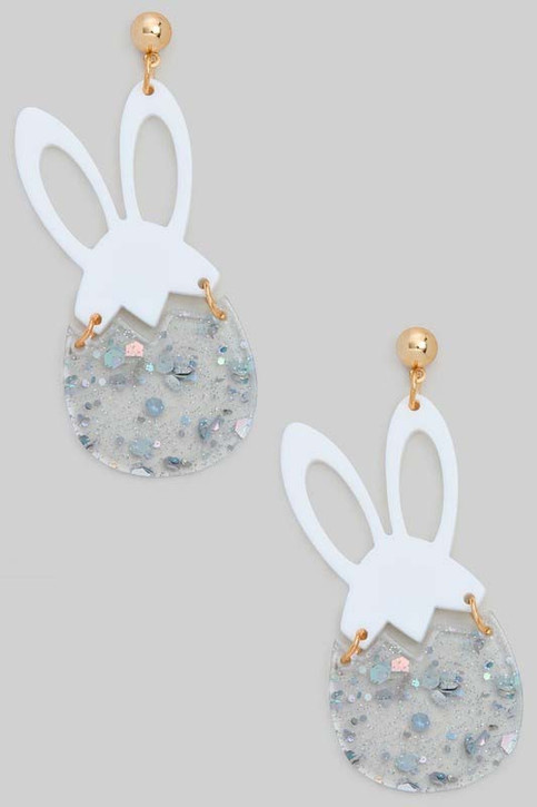 Easter Bunny Egg Earrings in White