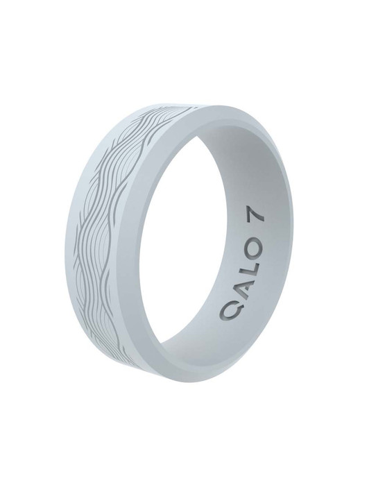 Qalo Women's Ripple Engraved Modern Ring in Serene Blue front view