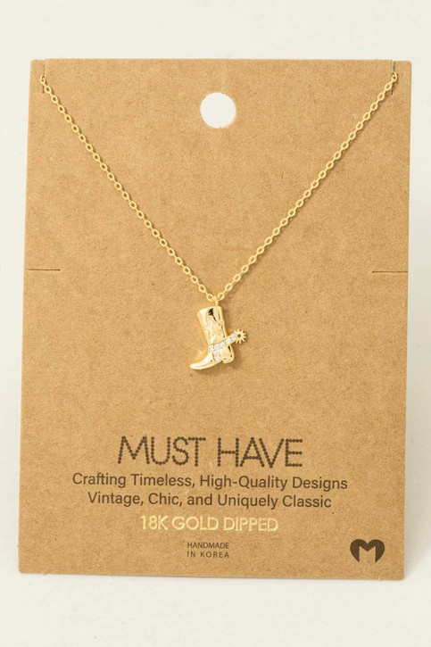Cowboy Boots Pendant Necklace in Gold