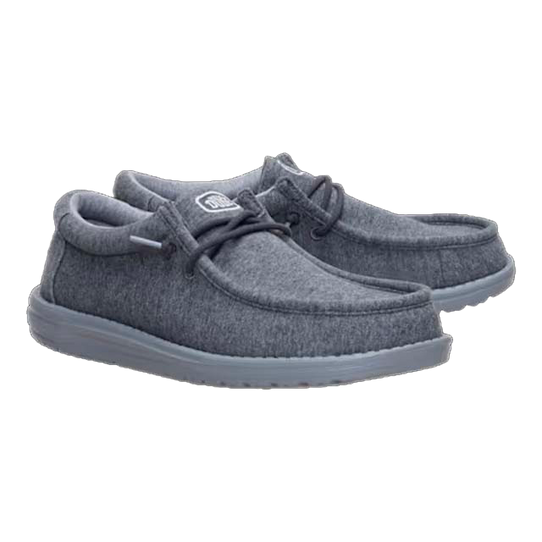 HeyDude Men's Wally Stretch Jersey Shoes Charcoal three-quarter view