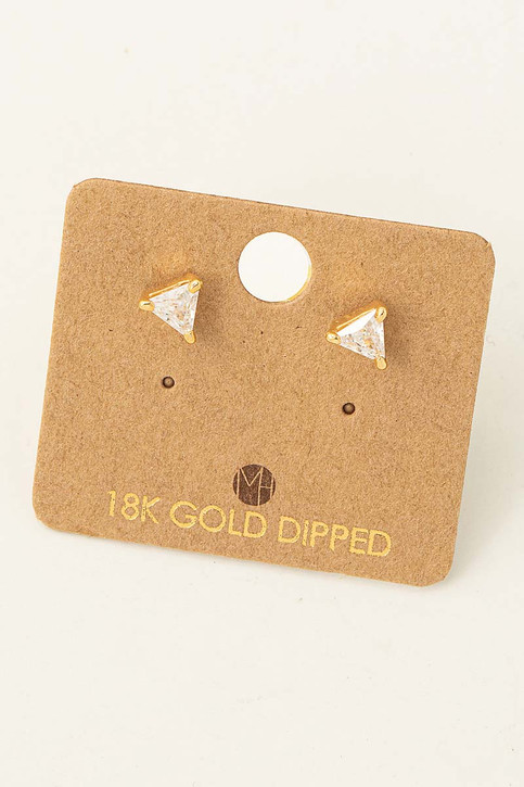 18K Gold Dipped Mini Triangle Stud Earrings in Gold