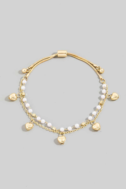 Mini Heart Charms Mixed Layered Chains Bracelet