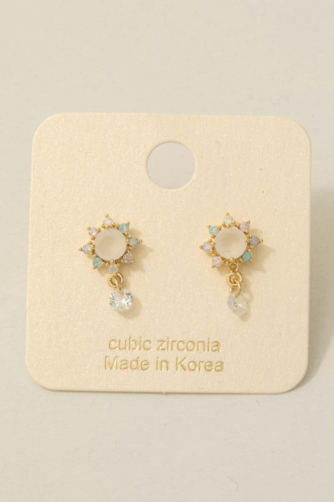 Gold Dipped Circle Flower Earrings