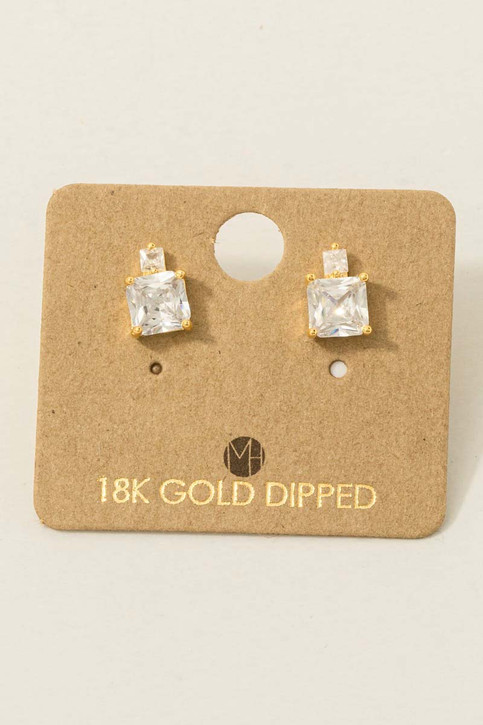 Square Rhinestones Stud Earrings