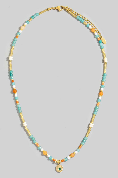 Fame Accessories Heart Pendent Multi Beaded Necklace full view