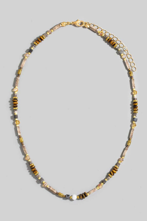 Mixed Beads Link Adjustable Necklace