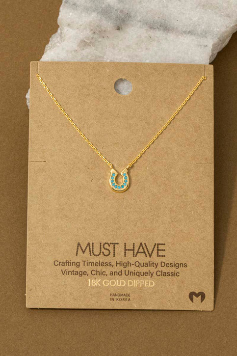Gold Dipped Horseshoe Western Pendant Necklace in Gold
