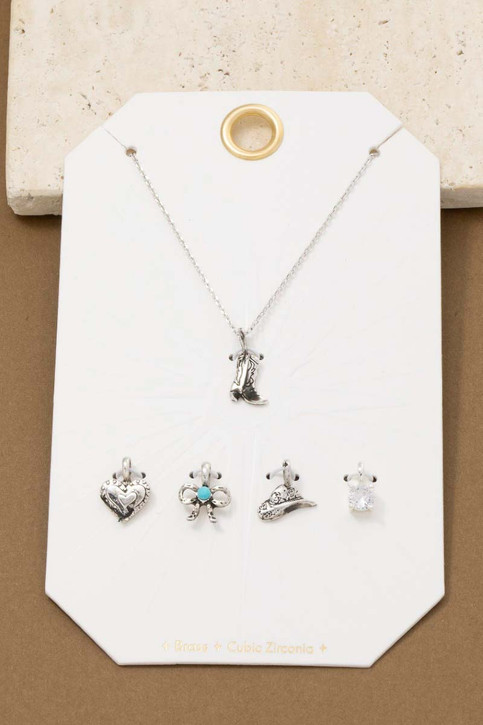 Assorted Western Interchangeable Charms Pendant Necklace