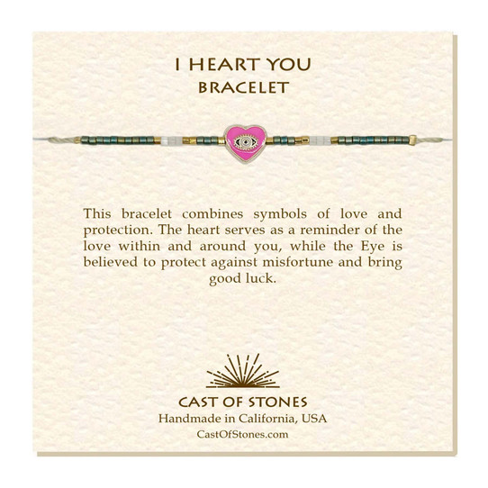 Cast Of Stones I Heart You Bracelet - Emerald/Pink