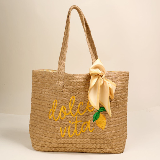 The Darling Effect Straw & Sun Tote side view