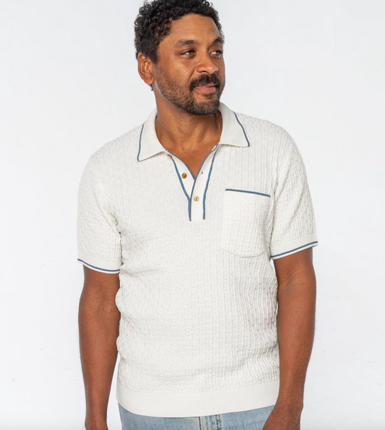Criquet Men's Bungalow Sweater Polo in White