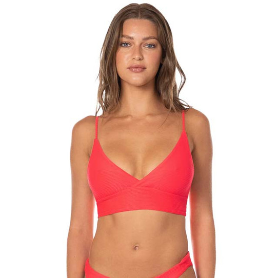 The Maaji Women's Sunset Punch Triangle Bikini Top in Bright Red