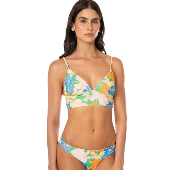The Maaji Women's Tropic Lei Mirage Triangle Bikini Top in Open Green