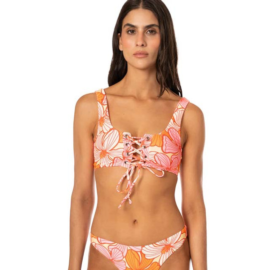 The Maaji Women's Retro Bloom Dazzle Bralette Bikini Top in Open Pink