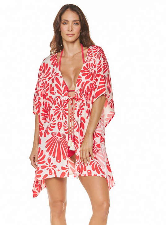 Dulzamara Women's Shoal Bay Kimono in Red/White