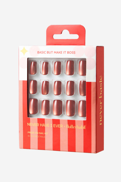 Never Have I Ever Basic But Make It Boss Square Press-On Nails