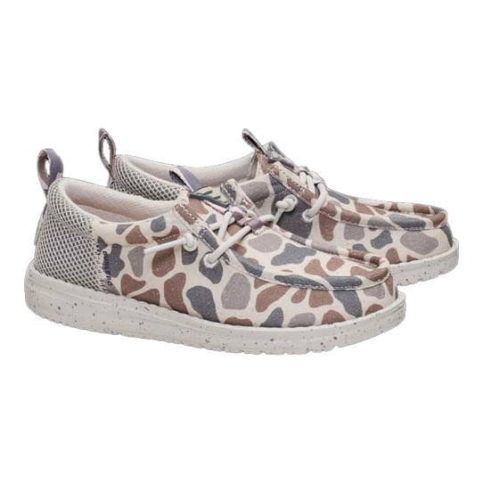 The HeyDude x Burlebo Kids' Wally Funk Deer Camo Shoes