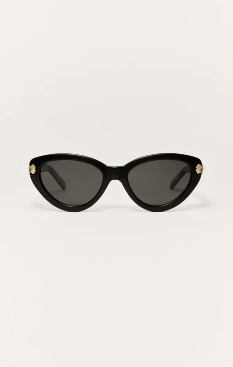 Z Supply Women's Coastline Polarized Sunglasses in Polished Black-Grey Polarized