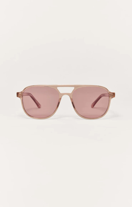 Z Supply Tourist Polarized Sunglasses Rose Crystal - Pink front view