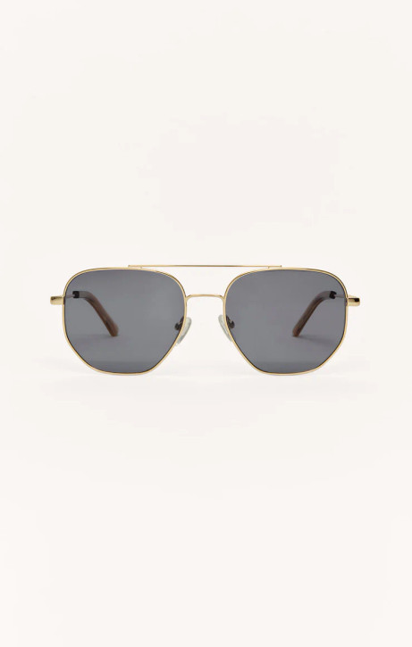 Z Supply Women's Highway Polarized Sunglasses in Gold - Grey Polarized