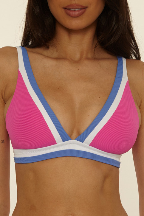 Becca Women's Coast Line Plunge Triangle Bikini Top Rose Berry full