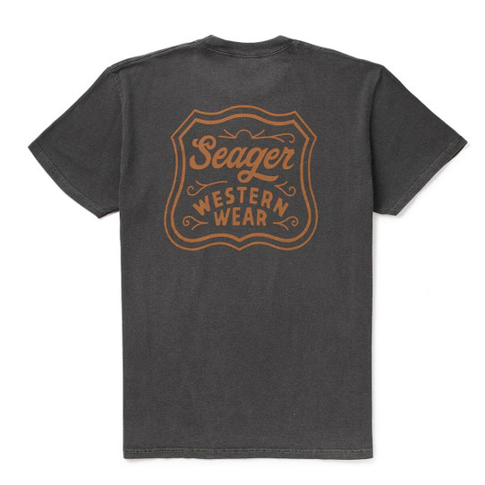 Seager Men's Badge Premium Tee Pigment Black back view