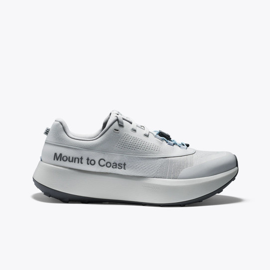 Mount to Coast Women's H1 Road-to-Trail Running Shoes in White Sands on-foot view