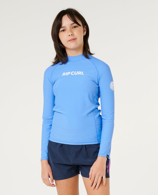 Rip Curl Girls' Classic Surf Long Sleeve Rashguard in Cornflower Blue