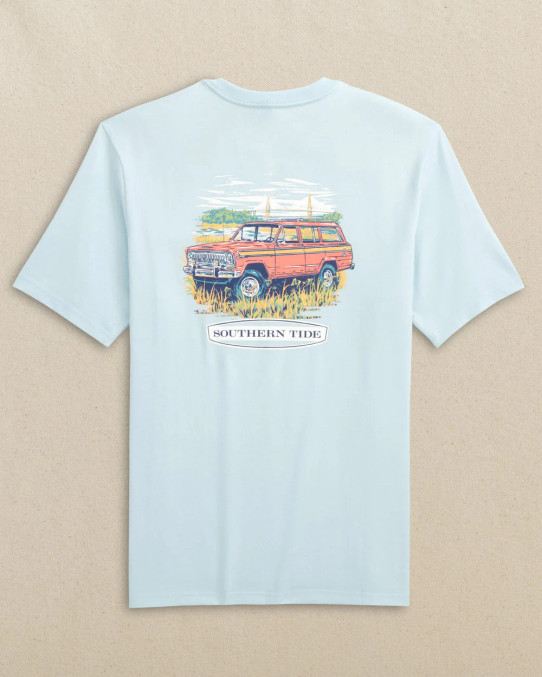 The Southern Tide Men's Marsh Wagon Tee in Clear Day