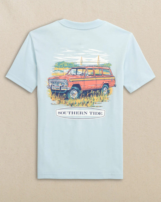 The Southern Tide Boys' Marsh Wagon Tee in Clear Day