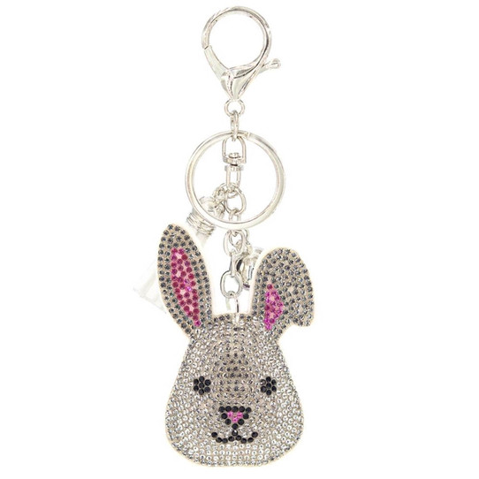Bling Rabbit Bag Charm Keychain front view