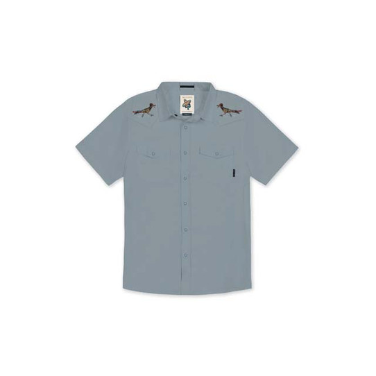 The Baja Llama Men's Road Runner Dissident Western Snapshirt in Grey