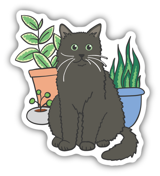 Stickers Northwest Cat With Plants Sticker