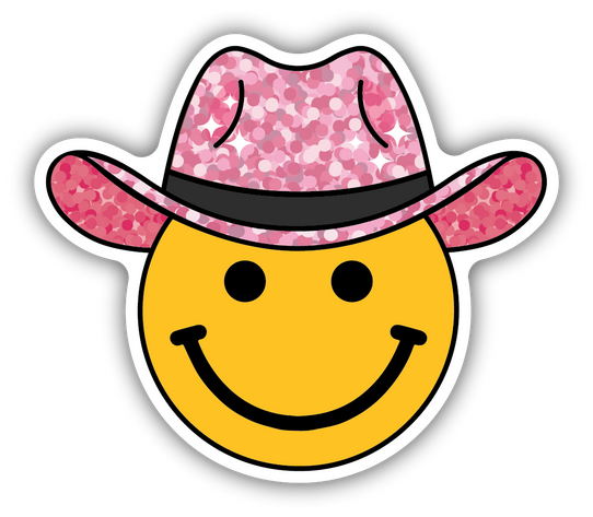 Stickers Northwest Sparkly Pink Hat Smiley Face Sticker
