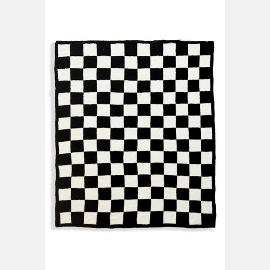 Checkered Reversible Throw Blanket in Black and White reverse side