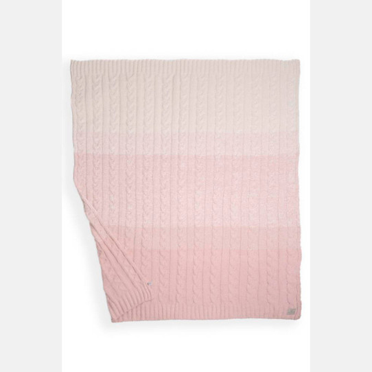 Color-Gradient Knit Throw Blanket in Pink lay flat