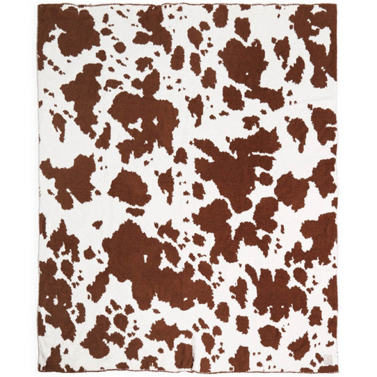 Cow Print Throw Blanket in Brown and White lifestyle view