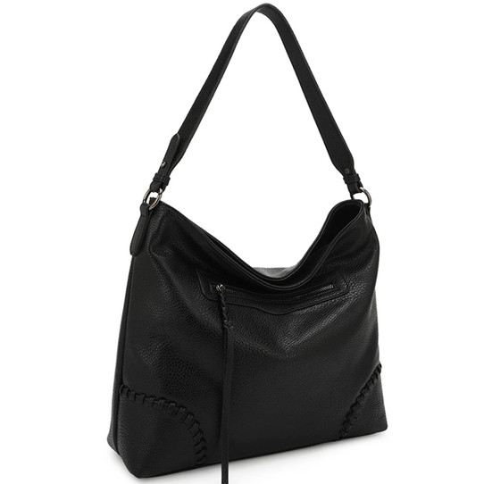Amelia Hobo Bag in Black front view