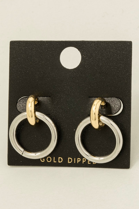 Fame Gold Dipped Two Tone Hoop Earrings detail view