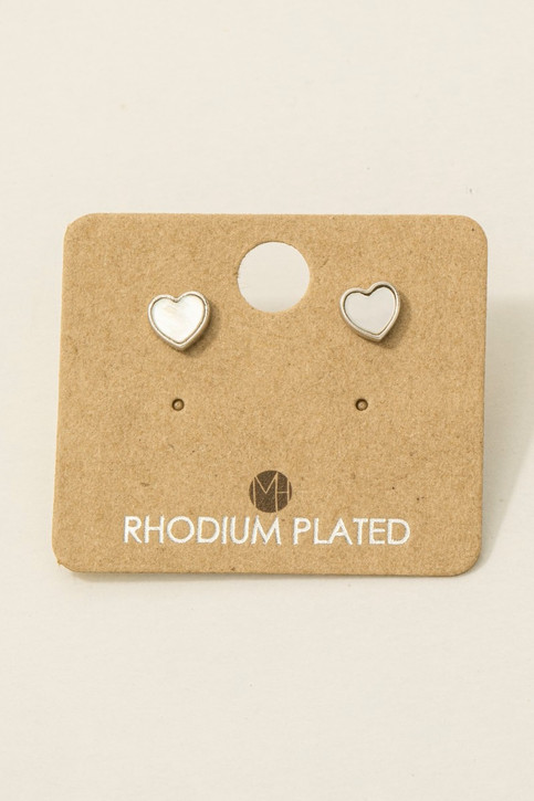 Fame Gold Dipped Mini Heart Shell Stud Earrings in Silver