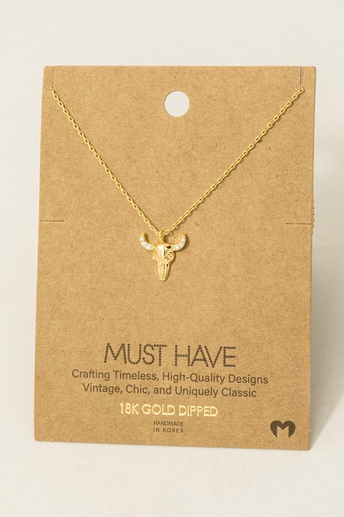 Buffalo Head Pendant Necklace in Gold