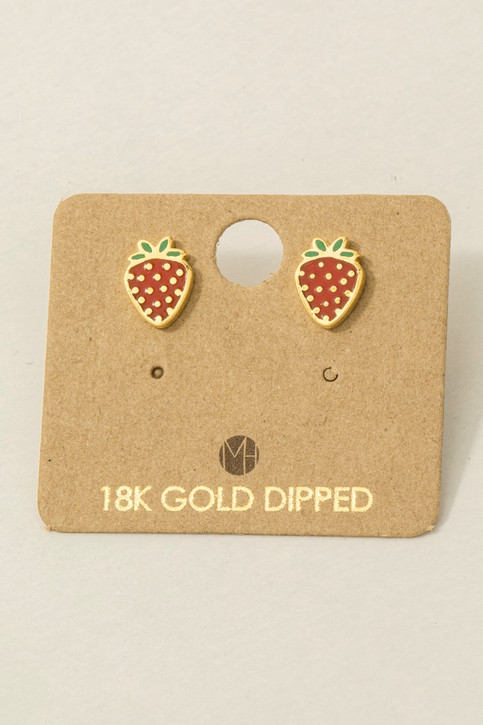 Fame Strawberry Stud Earrings back detail view