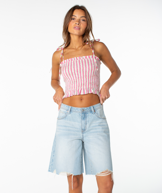 Roxy Women's Avalon Tube Top Dew Alta Stripe flat lay