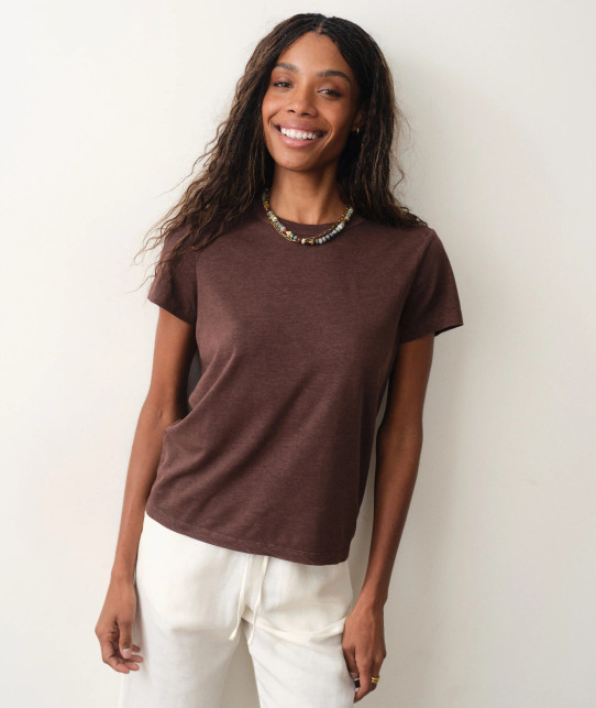 Marine Layer Tried & True Hemp Crew Tee Chocolate crew neck
