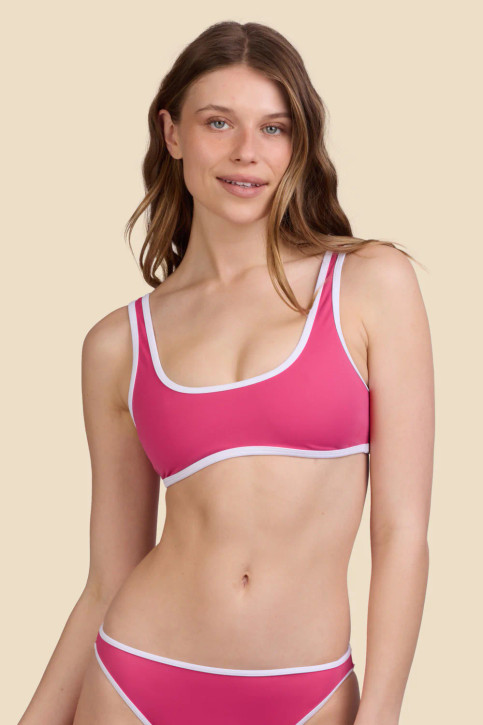 Jolyn Women's Larisa Bikini Top in Berry/White