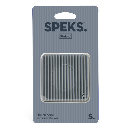 Speks Slabs Silicone Sensory Square Sticker in Groove Grey