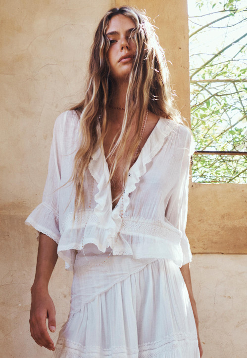 Spell Women's Prairie Blouse in Whisper White