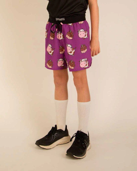 ChicknLegs Boys' Choccy Cows Running Shorts Choccy Cows Full front detail
